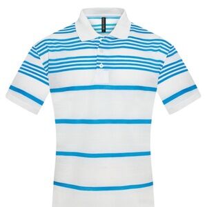 Men’s White & Blue Striped Polo Shirt | Casual Summer Style | Soft Cotton Blend